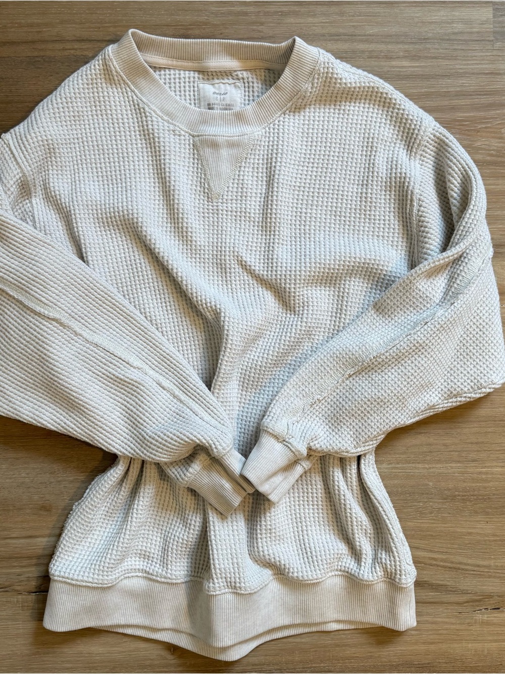 Aerie Oversized Waffle Knit Cozy Crewneck Sweatshirt Size S